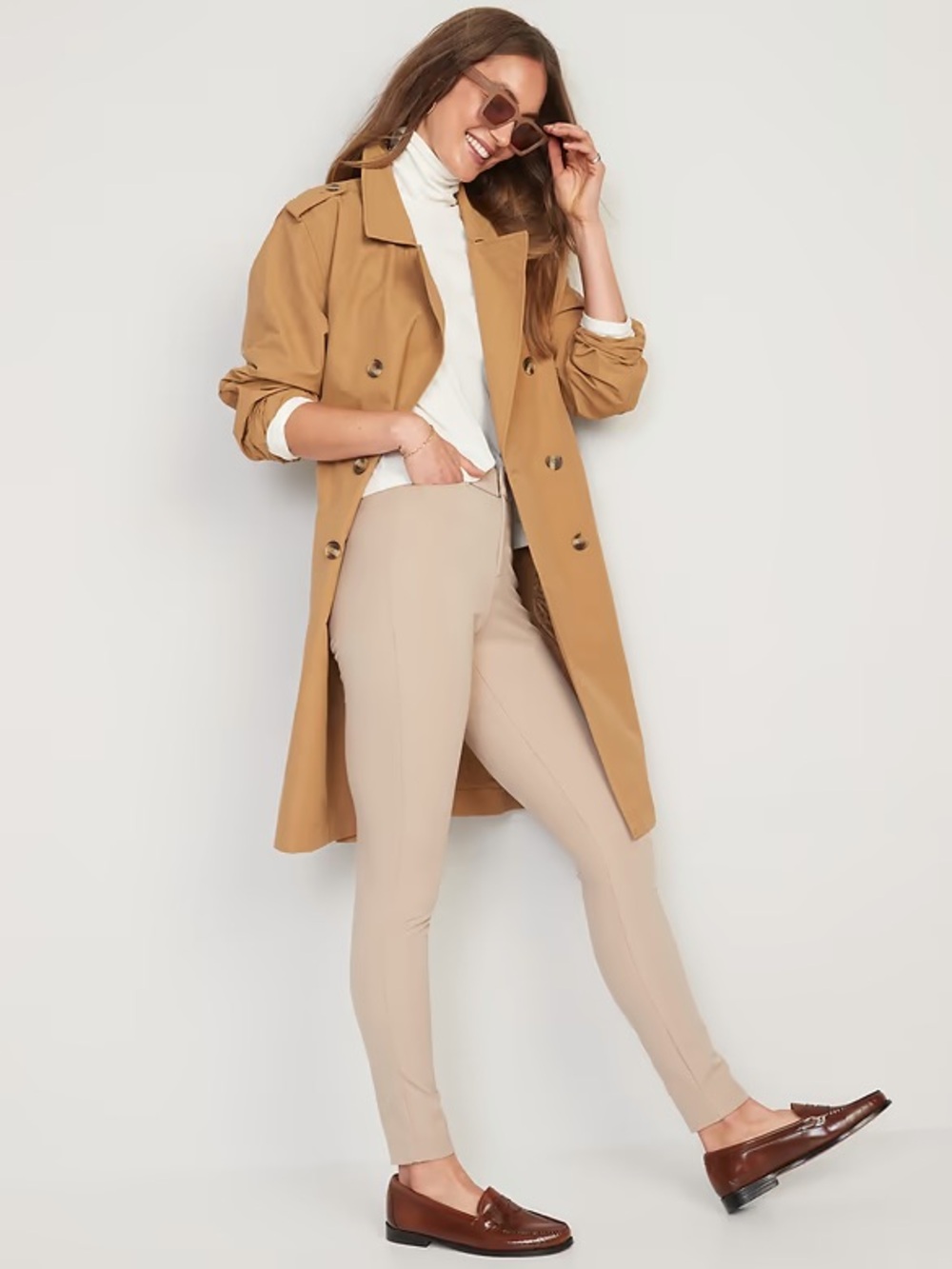 Old Navy High-Waisted Pixie Skinny Ankle Pants in mocha taffy (beige or tan)